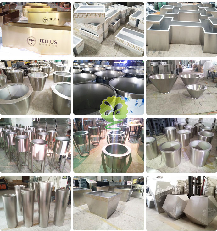 獎杯造型不銹鋼創意組合花盆工廠生產圖